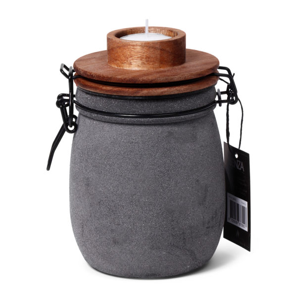 SENZA Candle Light Jar White With Wooden Lid